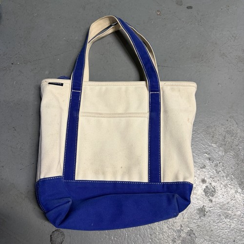 Vintage Lands End Boat Tote Bag Blue