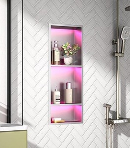 Led Shower Niche 30 Matte Black Stainless Steel Shower Niche with 3-Tiers