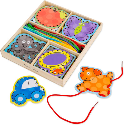 Melissa & Doug Alphabet Wooden Lacing Cards with Double-Sided Panels