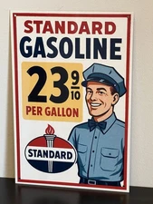 Hi Gloss! Standard Gasoline Vintage Style Metal Sign Advertising With Prices