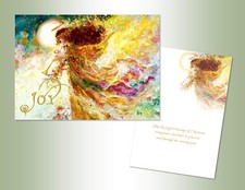 Golden Angel Christmas Cards with Envelopes 18 Pack 5x7in Religious