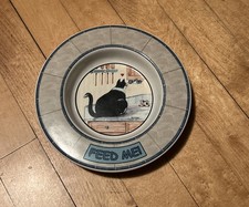 Bol vintage années 90 gros chat céramique Gary Patterson art nourriture argile à eau design USA