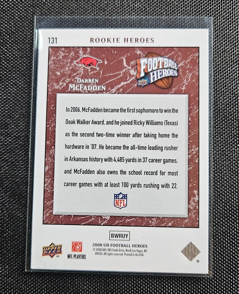 2008 Upper Deck Football Heroes - Rookie Heroes #131 Darren McFadden - Image 2 of 2