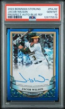 2024 Bowman Sterling Prospect Auto Blue Refractor /25 Jacob Wilson #PA-JW PSA 10