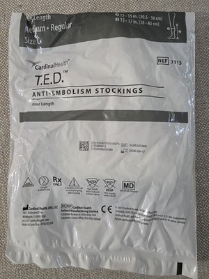 CardinalHealth T.E.D. Anti-Embolism Stockings Knee Length Med White/Gray 7115