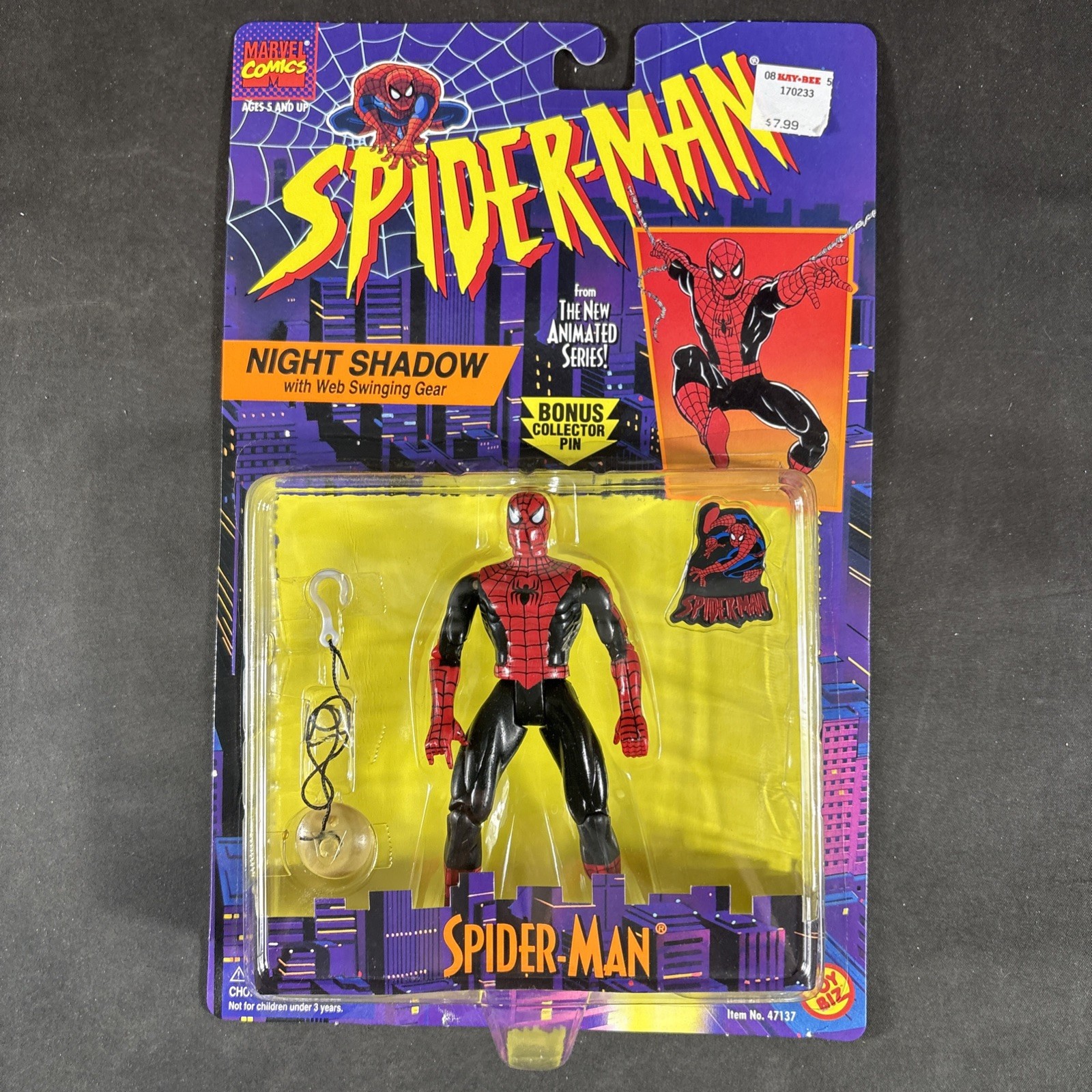 NIGHT SHADOW SPIDER-MAN ANIMATED SERIES NEW ACTION FIGURE 1994 TOY BIZ VINTAGE