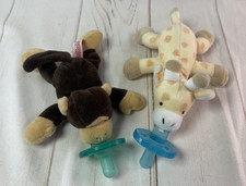Wubbanub Pacifier Plush Brown Monkey Spotted Giraffe Soothies Baby Soothers