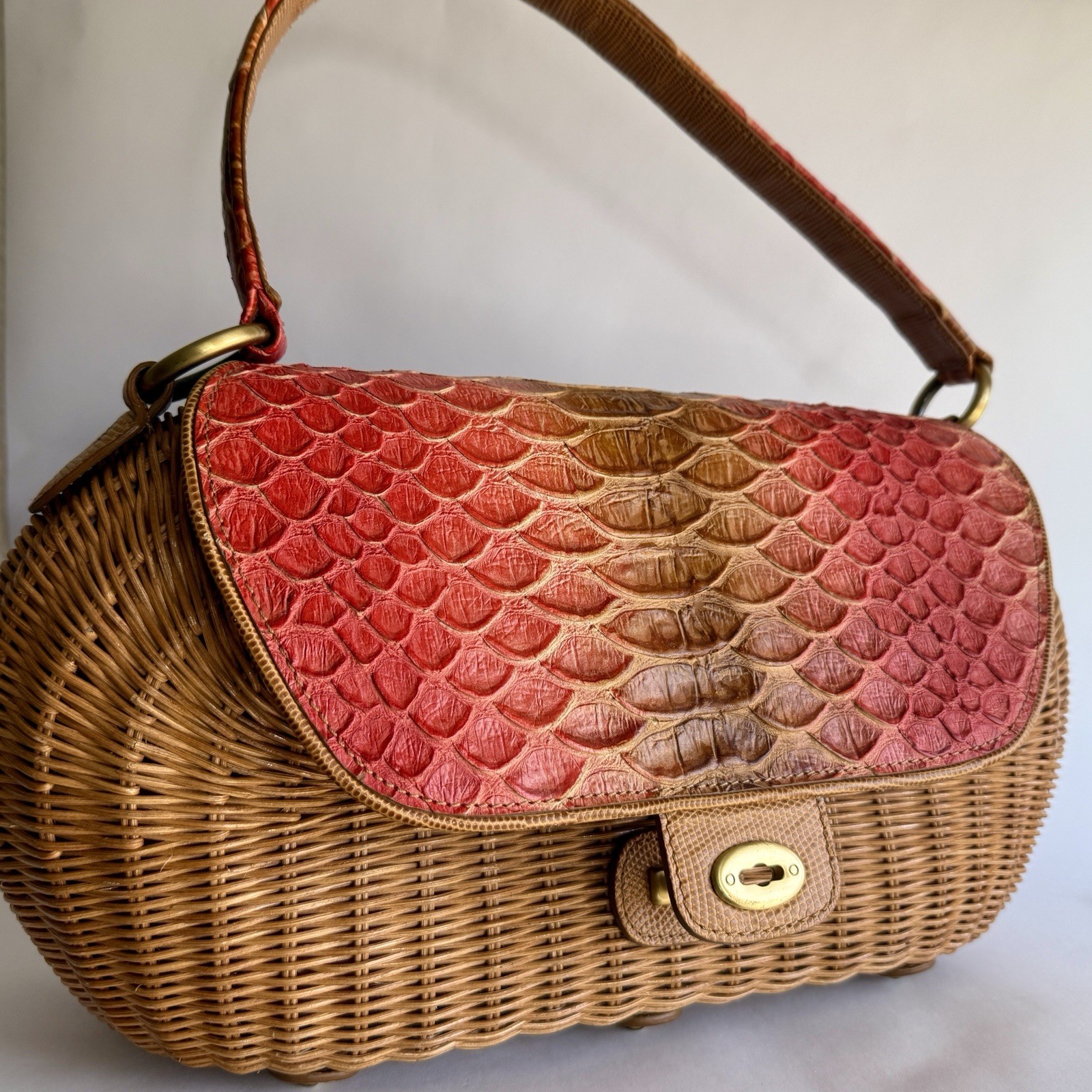 ERIC JAVITS wicker with python croc embossed leat… - image 16