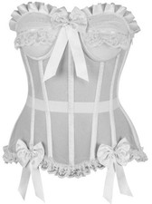 Daisy Corset Top Drawer Steel Boned White Mesh Underwire Bustier Bridal Boudoir