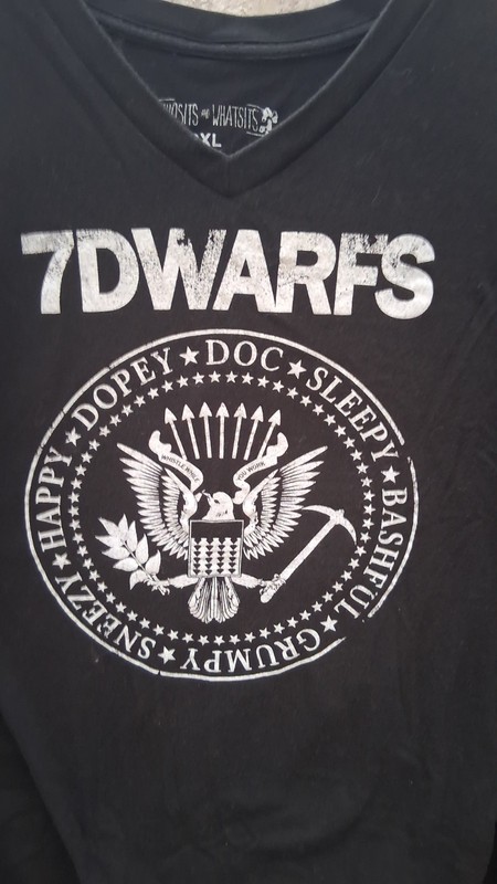 Disney / Ramones Seven Dwarfs Funny Parody Mashup Shirt 2XL Punk Disneyland