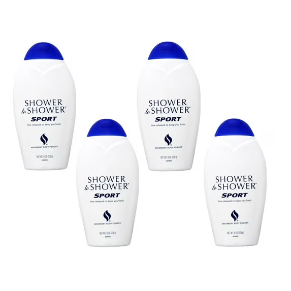 4 Pack Shower to Shower Sport Absorbent Body Powder 8 Oz (226g) Fresh Fast Ship