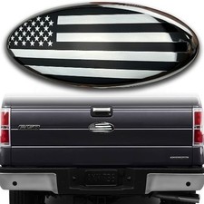 9 Inch Oval Chrome and Black Front Grille Tailgate Emblem Adhesive Tape Sticker