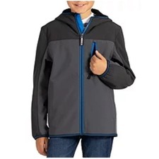Brand New Gerry Boys M Falcon Softshell Black Jacket Coat Full Zip Gray Blue
