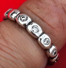 Genuine Pandora Sterling Silver Hope CZ Band Ring Size R / S / R.5