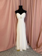 Destiny Bridal Strapless White Wedding Dress with Sweetheart Neckline