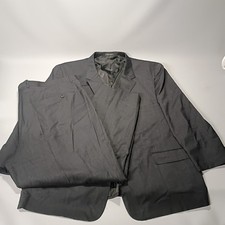 CROSS  WINSOR Mens Size 54R Black Wool 2-Piece Suit Blazer Jacket Pants Set