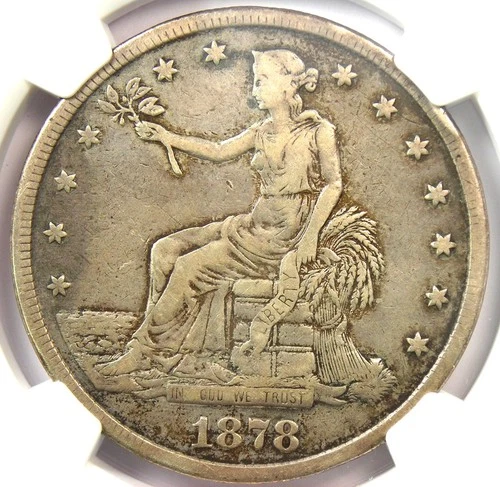 1878-CC Trade Silver Dollar T$1 - NGC VF Details - Rare Carson City Coin!