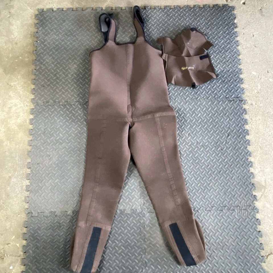 Simms Neoprene Stocking Foot Chest Waders Fly Fishing Made in USA Bib Overalls M - Image 2 of 4