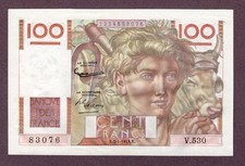 FRANKREICH 100 FRANCS Banknote 1952 Zustand I- UNC- S/N V530/1324583076 P.128d