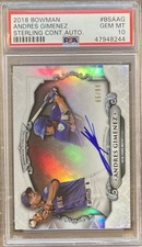 Andres Gimenez 2018 Bowman Sterling Autograph #BSAAG Rookie Card PSA 10 Pop 4. rookie card picture