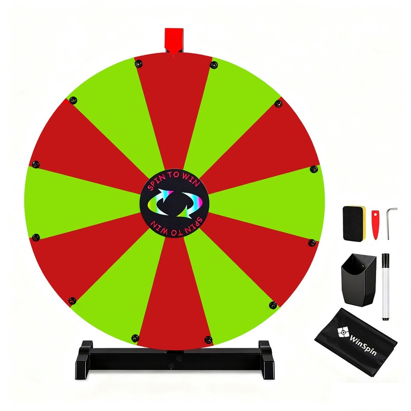 WinSpin 24" Display Prize Wheel Red & Green Modular Custom Tabletop 12 Slots
