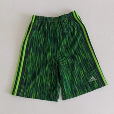 Adidas Boys Size 7X Green Athletic Shorts Mesh 3 Stripe