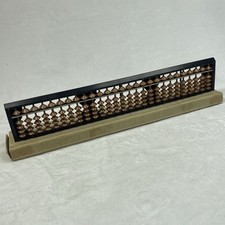 Vintage Soroban Abacus Calculator 27 Column Digit Orange Beads w Original Box