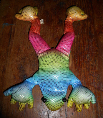Rare Vintage Rainbow Creatures Inc Tie-Dyed Multi-Color Frog Sand-Filled 9  Toy