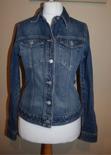 PER UNA M&S Slim Fitted Tailored Denim Jeans Jacket 12 Blue Pockets FAB COND