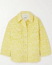 Isabel Marant Olanao Leopard Print Brushed Wool Shirt Jacket XL