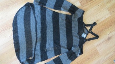 Killstar Pullover Grobstrick, XS, schwarz grau, Punk, Gothik, EMP, mega Details
