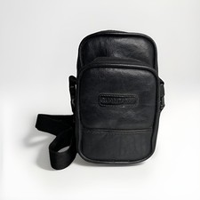 Quantaray Leather Black Padded Compact Digital Camera Bag Zip Pockets