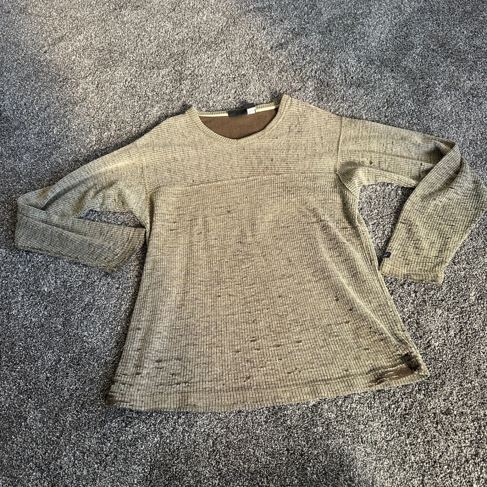 Vintage Patagonia Shirt Mens Beige Large Thermal Base Layer Wool Hiking USA 00s