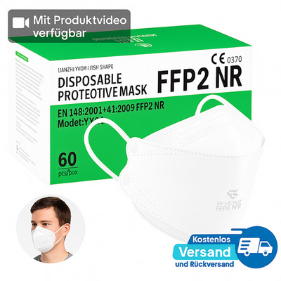 60 Stück FFP 2 Atemschutz Maske - einzeln verpackt - EN 149:2001+A1:2009