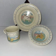 Hallmark 3 pc Baby Dish Set Plate, Bowl, & Mug Easter Bunny, Chicks & Sheep