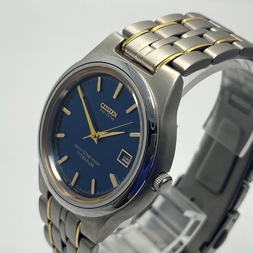 Excellent condition CITIZEN Eco-Drive watch, navy, lightweight titanium, formal
