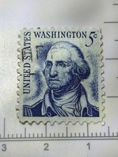 1966 Blue George Washington 5 Cent Stamp US Postage Mint Stamp Beautiful!
