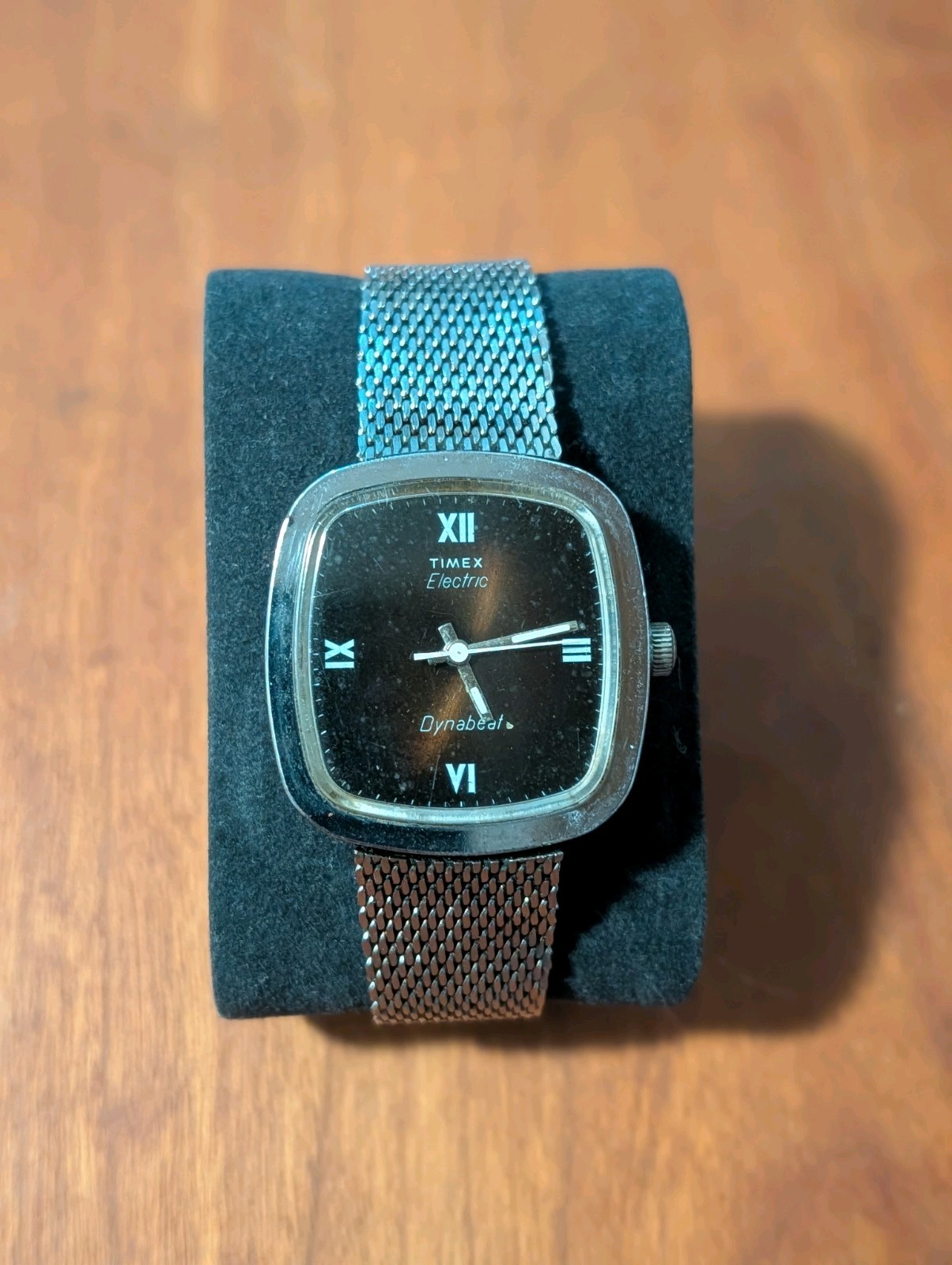 Vintage Classic Timex Electric Dynabeat Watch Square Case Root Beer Dial