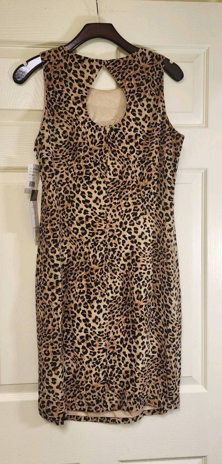 Rare Vintage 90's NOS Maggy London Brown Leopard Print Dress 100 percent Silk Size 12 image 2