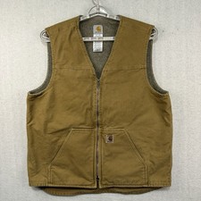 Carhartt V26 Sherpa Lined Sandstone Vest Men  s XL Tall Canvas Camel Brown Zip