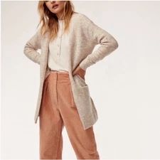 Wilfred Free Aronson Beige Knit Longline Cardigan Sweater Indie Alpaca Wool Med.