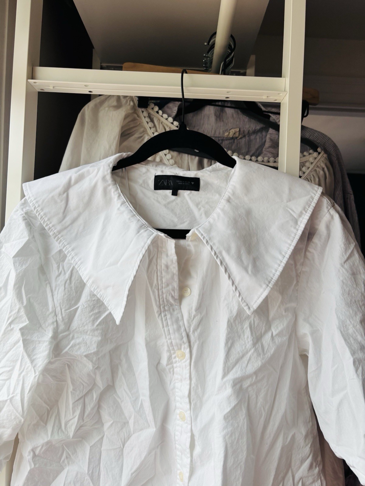 ZARA Sailor Collar white cropped basic shirt blou… - image 1