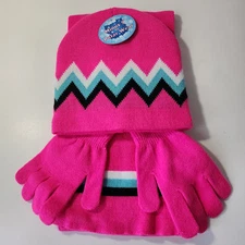 Hat Gloves Scarf Set For Children Pink Black White Polarwear