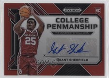 2023-24 Prizm Draft Picks College Penmanship Red 30/199 Grant Sherfield Auto 5y7