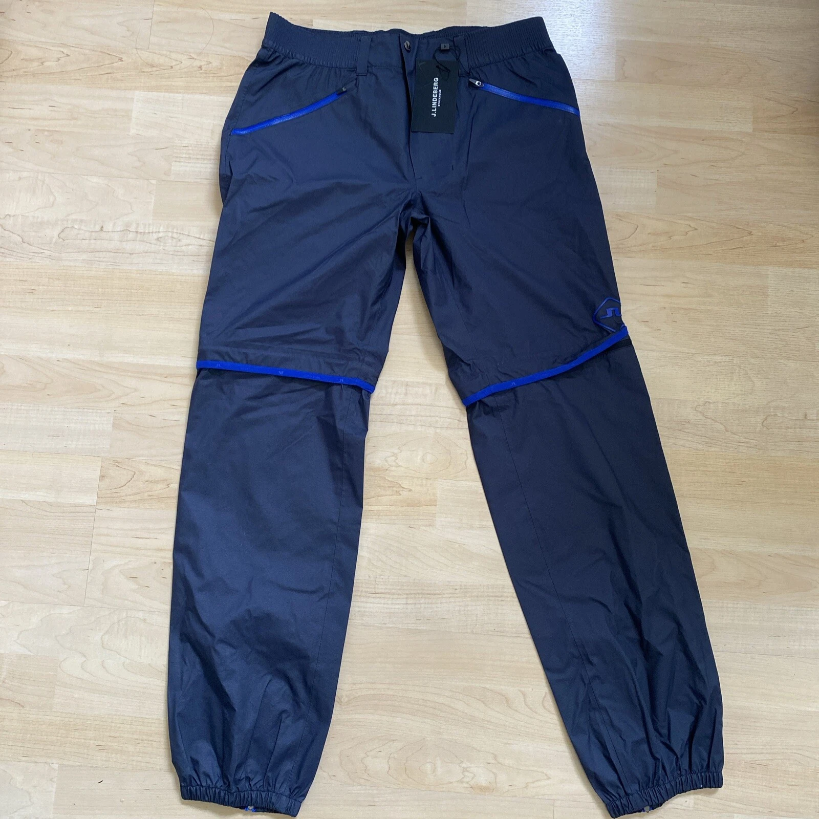 J Lindeberg Men's UTILITY RAIN Pants AMPA09072 6855 Navy Medium NWT NEW
