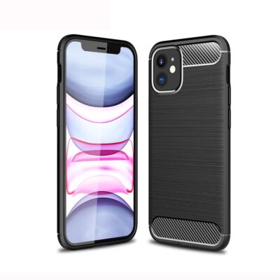 Handyhülle Schutz Case für Apple iPhone 12 Mini Cover Bumper Carbon Optik Grau
