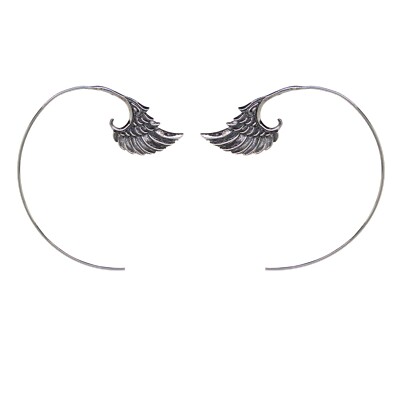 Engel Flügel Haken Spiral Ohrring 925 Silber Gypsy Boho Ethnisch Fest Schmuck