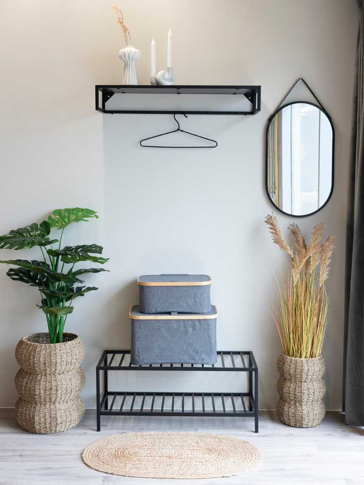 House Nordic Vestiaire Vita Noir Avec 5 Crochet Et Tablette 80x28 CM