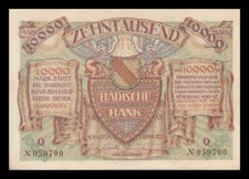 Badische Bank 10000 Zehntausend Mark Mannheim 1. April 1923 unzirkuliert