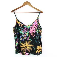 Cynthia Rowley Double V Tropical Cami Black Size S